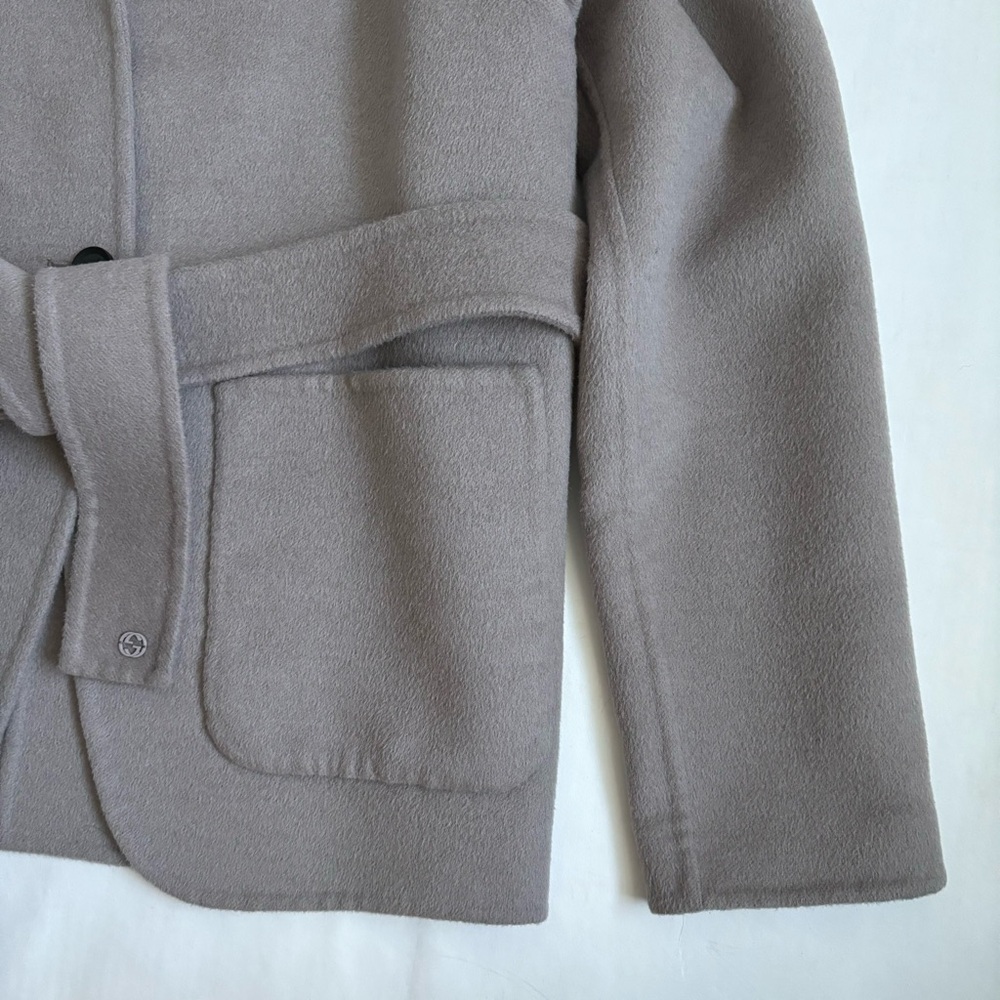 GUCCI Belted Blazer Jacket Neutral Gray Size 40 - Picture 9 of 17